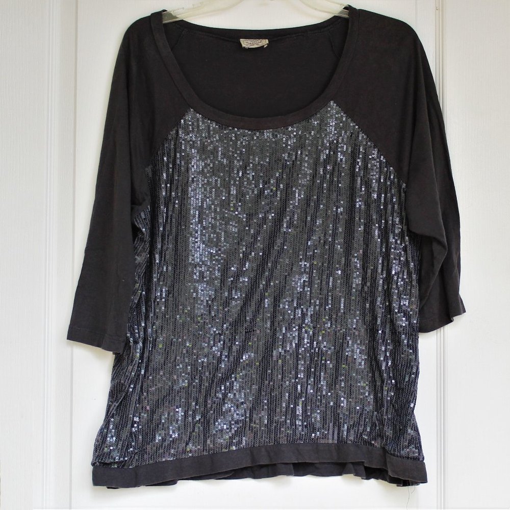 Eyelash Couture grey sequin blouse
